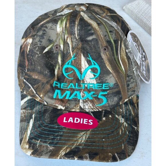 Ladies Realtree Max-5 Camo Teal Blue Baseball Cap Adjustable ONE SIZE (NWT) - Picture 5 of 10